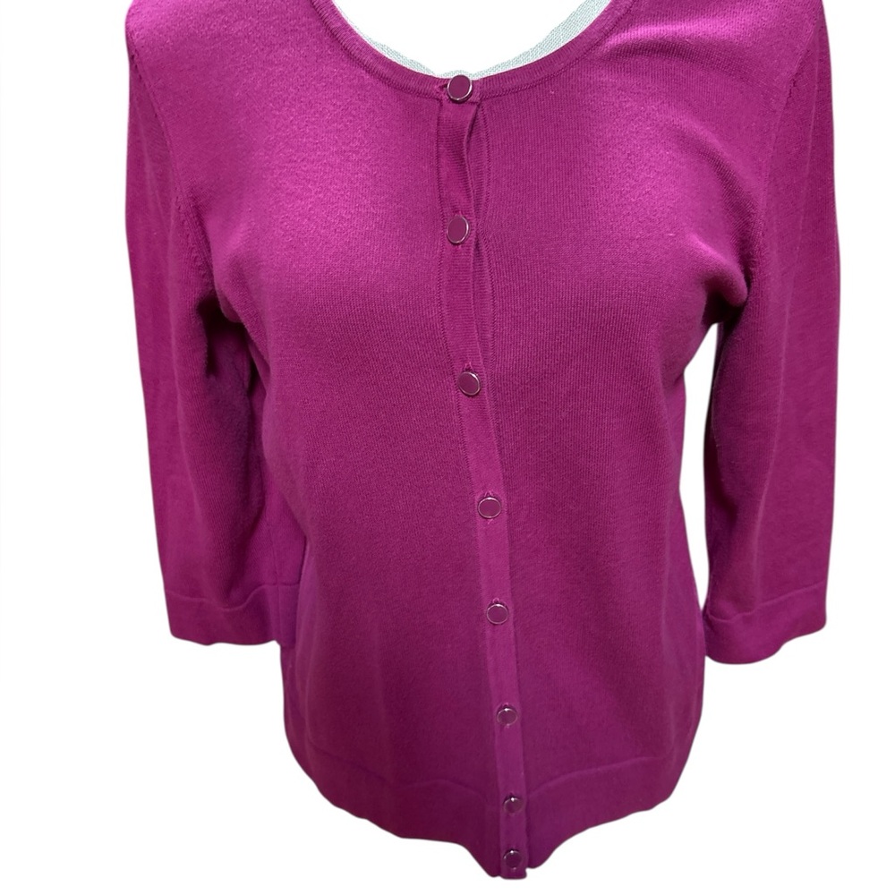 Ann Taylor 100%Cotton Magenta Size XL Cardigan Sweater